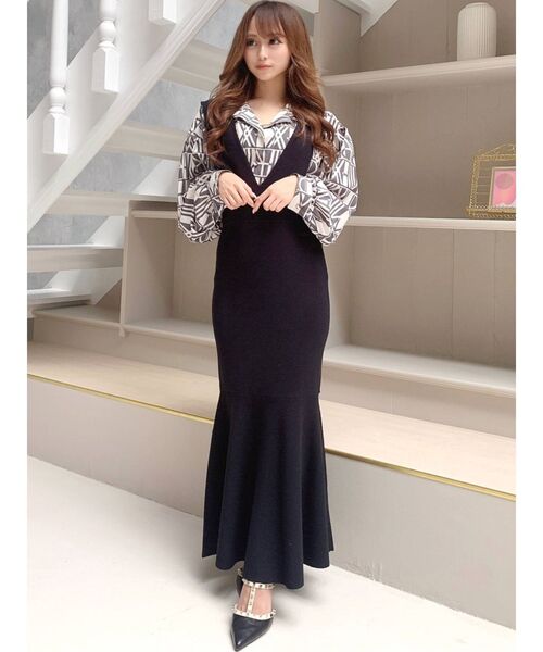 RESEXXY（リゼクシー）の「ニットマーメイドジャンスカ（ワンピース・レディース・ブラック/ブラウン/ピンク・FREE）」の13枚目の写真