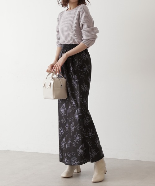 FREE'S MART（フリーズマート）の「【Sシリーズ対応】◆アートフラワ－柄ナローマキシスカート（スカート・レディース・ブラック系その他/ブラウン系その他/イエロー系その他・SMALL/MEDIUM）」の2枚目の写真