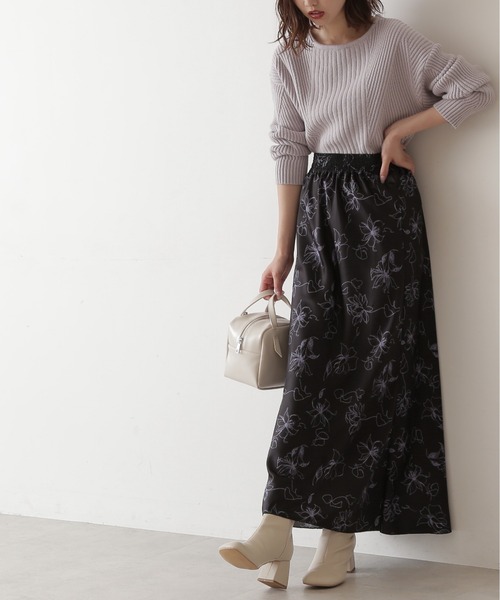 FREE'S MART（フリーズマート）の「【Sシリーズ対応】◆アートフラワ－柄ナローマキシスカート（スカート・レディース・ブラック系その他/ブラウン系その他/イエロー系その他・SMALL/MEDIUM）」の4枚目の写真