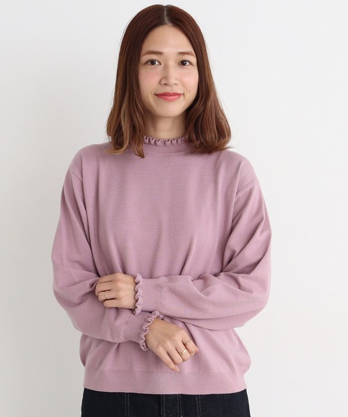 aimer le mieux(エメルミュー)の「aimer Coreyarnフリルプルオーバー(ニット/セーター・レディース・ブラック/パープル/グレー/レッド/グリーン・FREE)」の5枚目の写真