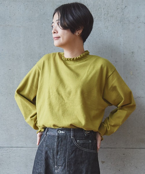 aimer le mieux(エメルミュー)の「aimer Coreyarnフリルプルオーバー(ニット/セーター・レディース・ブラック/パープル/グレー/レッド/グリーン・FREE)」の4枚目の写真