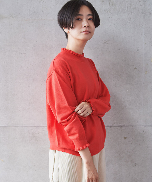 aimer le mieux(エメルミュー)の「aimer Coreyarnフリルプルオーバー(ニット/セーター・レディース・ブラック/パープル/グレー/レッド/グリーン・FREE)」の14枚目の写真