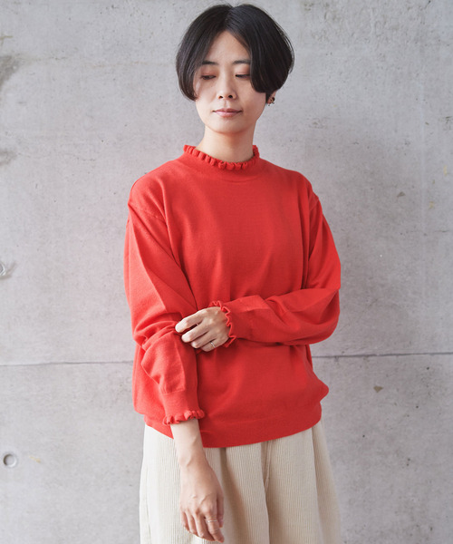 aimer le mieux(エメルミュー)の「aimer Coreyarnフリルプルオーバー(ニット/セーター・レディース・ブラック/パープル/グレー/レッド/グリーン・FREE)」の18枚目の写真