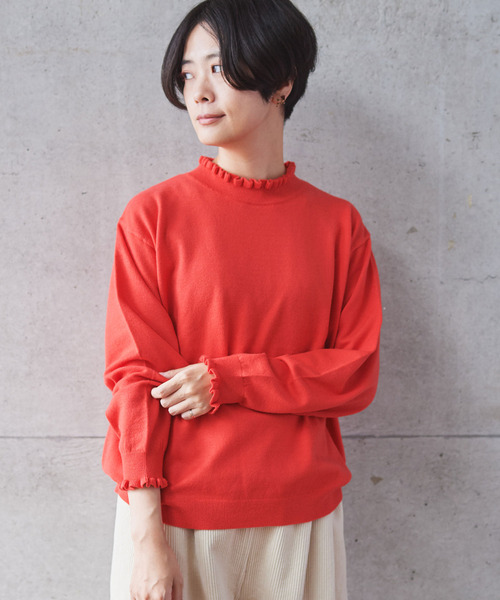 aimer le mieux(エメルミュー)の「aimer Coreyarnフリルプルオーバー(ニット/セーター・レディース・ブラック/パープル/グレー/レッド/グリーン・FREE)」の12枚目の写真