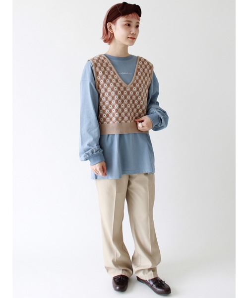 ehka sopo（エヘカソポ）の「センタープレス裾フレアパンツ（その他パンツ・レディース・カーキ/ベージュ/チャコール・ﾌﾘ-）」の9枚目の写真