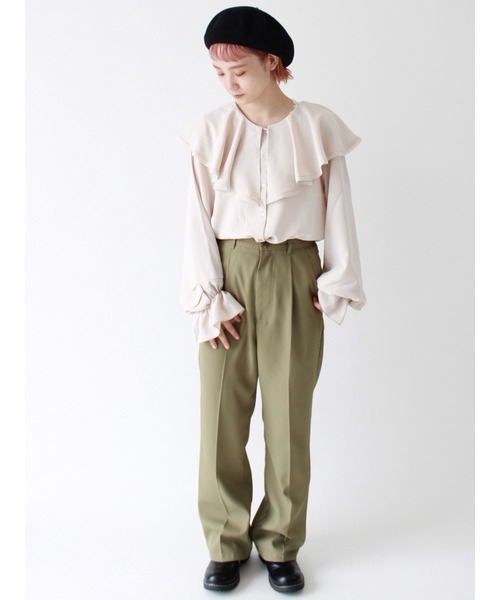 ehka sopo（エヘカソポ）の「センタープレス裾フレアパンツ（その他パンツ・レディース・カーキ/ベージュ/チャコール・ﾌﾘ-）」の20枚目の写真