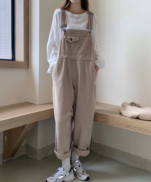 c.u.l(シーユーエル)の「【c.u.l:w】ワイドレッグオーバーオール culw101(サロペット/オーバーオール・レディース・ブラック/ベージュ・FREE)」の4枚目の写真