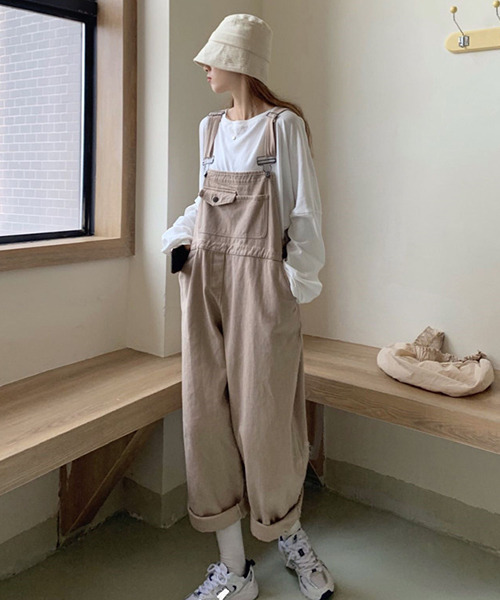 c.u.l(シーユーエル)の「【c.u.l:w】ワイドレッグオーバーオール culw101(サロペット/オーバーオール・レディース・ブラック/ベージュ・FREE)」の10枚目の写真