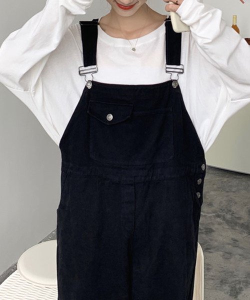 c.u.l(シーユーエル)の「【c.u.l:w】ワイドレッグオーバーオール culw101(サロペット/オーバーオール・レディース・ブラック/ベージュ・FREE)」の15枚目の写真