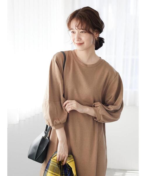 Green　Parks（グリーンパークス）の「バルーンスリーブティアードワンピース＊（ワンピース・レディース・ブラック/ベージュ・FREE）」の9枚目の写真