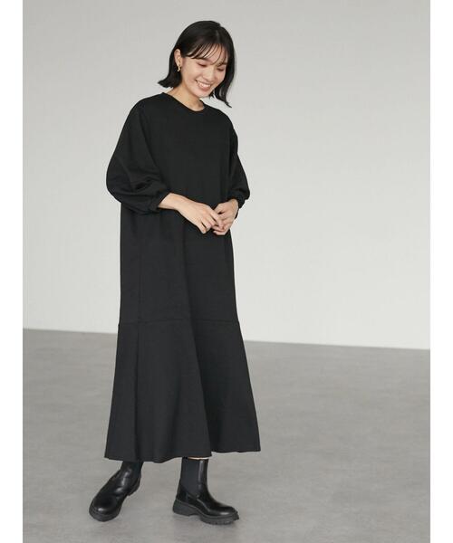 Green　Parks（グリーンパークス）の「バルーンスリーブティアードワンピース＊（ワンピース・レディース・ブラック/ベージュ・FREE）」の3枚目の写真