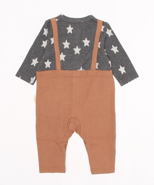 Love&Peace&Money（ラブアンドピースアンドマネー）の「星柄ジャカードカバーオール（ロンパース・キッズ・チャコール/ライトグレー・80ｃｍ/70cm）」の3枚目の写真