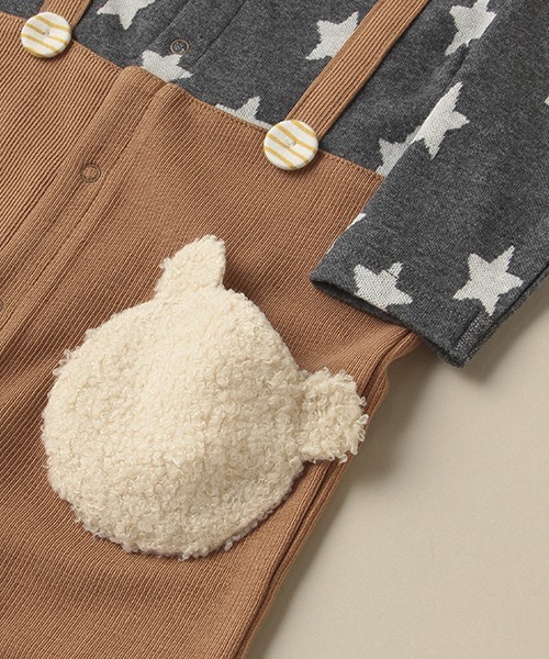 Love&Peace&Money（ラブアンドピースアンドマネー）の「星柄ジャカードカバーオール（ロンパース・キッズ・チャコール/ライトグレー・80ｃｍ/70cm）」の8枚目の写真