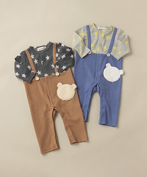 Love&Peace&Money（ラブアンドピースアンドマネー）の「星柄ジャカードカバーオール（ロンパース・キッズ・チャコール/ライトグレー・80ｃｍ/70cm）」の4枚目の写真