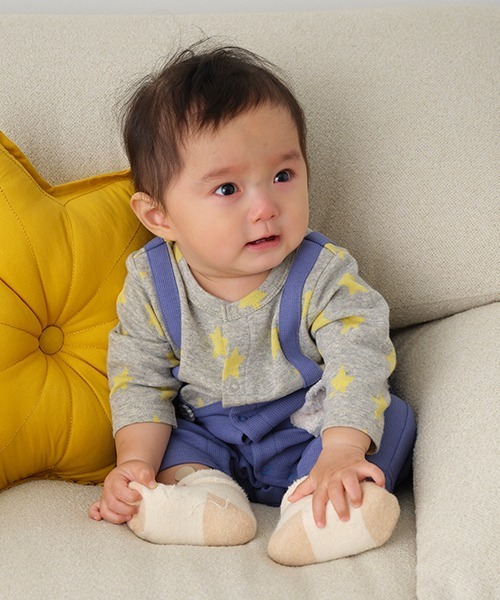 Love&Peace&Money（ラブアンドピースアンドマネー）の「星柄ジャカードカバーオール（ロンパース・キッズ・チャコール/ライトグレー・80ｃｍ/70cm）」の11枚目の写真