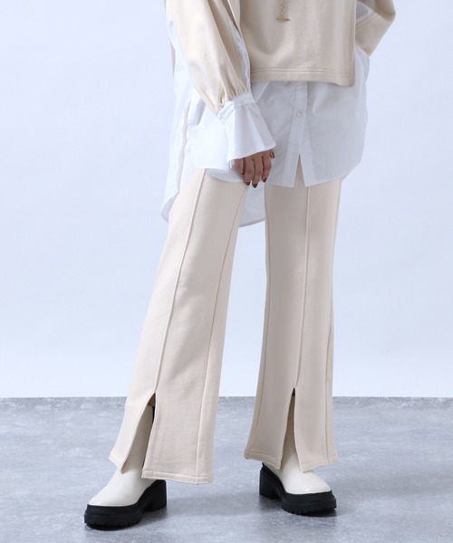 HARE(ハレ)の「センタースリットスウェットパンツ(HARE)(スウェットパンツ・レディース・ブラック/アイボリー・FREE)」の2枚目の写真