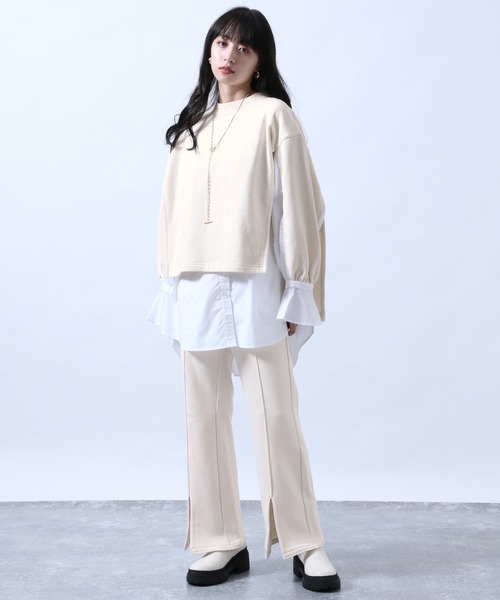 HARE(ハレ)の「センタースリットスウェットパンツ(HARE)(スウェットパンツ・レディース・ブラック/アイボリー・FREE)」の5枚目の写真