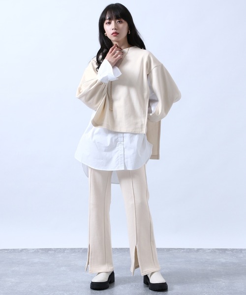 HARE(ハレ)の「センタースリットスウェットパンツ(HARE)(スウェットパンツ・レディース・ブラック/アイボリー・FREE)」の10枚目の写真