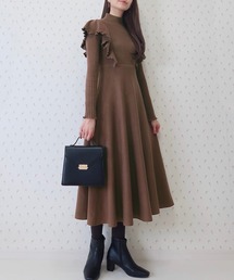 PURIL | 【PURIL】リブメローフリルデザインフレアニットワンピ(ワンピース)