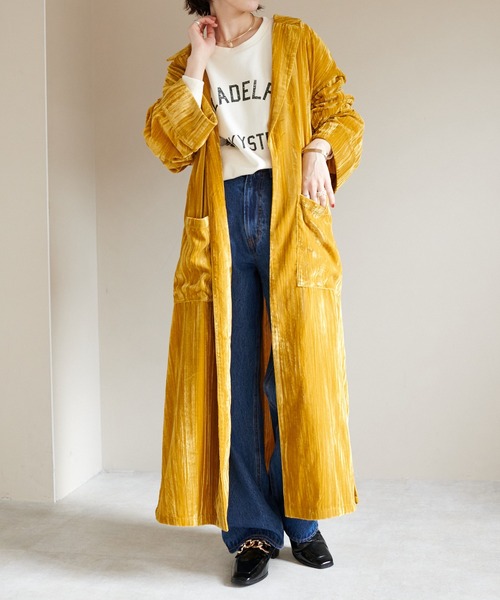 DISCOAT(ディスコート)の「ヨウリュウベロアロングガウン(その他アウター・レディース・モカ/イエロー・FREE)」の21枚目の写真