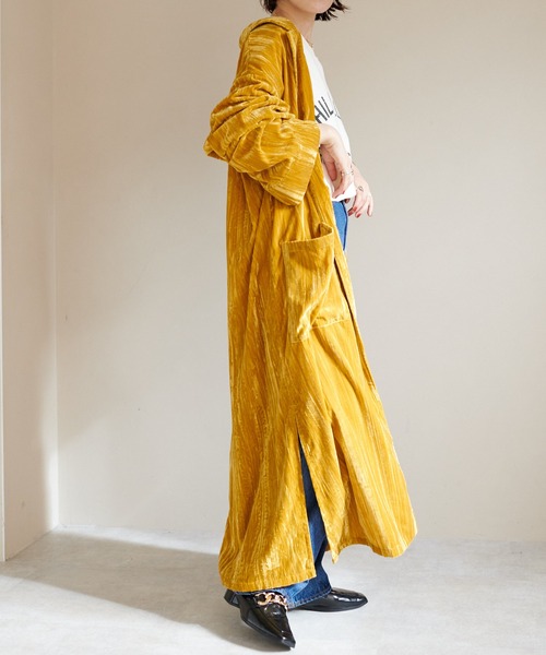 DISCOAT(ディスコート)の「ヨウリュウベロアロングガウン(その他アウター・レディース・モカ/イエロー・FREE)」の13枚目の写真