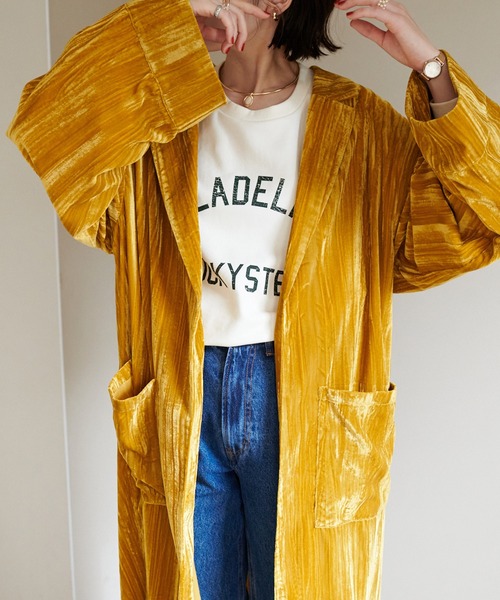 DISCOAT(ディスコート)の「ヨウリュウベロアロングガウン(その他アウター・レディース・モカ/イエロー・FREE)」の10枚目の写真