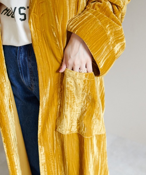 DISCOAT(ディスコート)の「ヨウリュウベロアロングガウン(その他アウター・レディース・モカ/イエロー・FREE)」の14枚目の写真