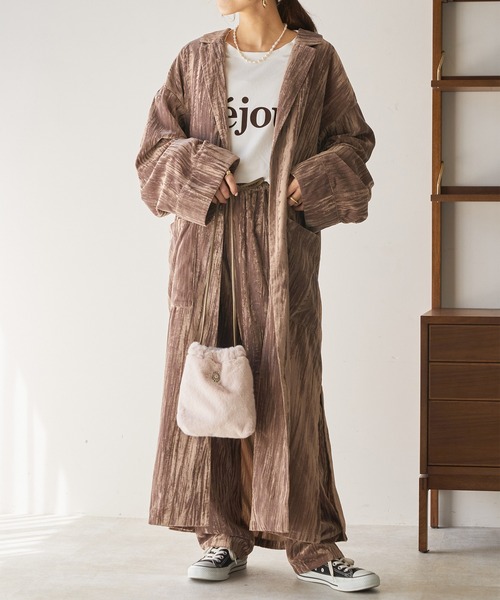 DISCOAT(ディスコート)の「ヨウリュウベロアロングガウン(その他アウター・レディース・モカ/イエロー・FREE)」の8枚目の写真