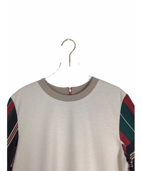 DOLLUPOOPS（ドールアップウップス）の「ストライプパッチワークプリントスリーブトップス（Tシャツ/カットソー・レディース・カーキ/マルチ・38）」の12枚目の写真