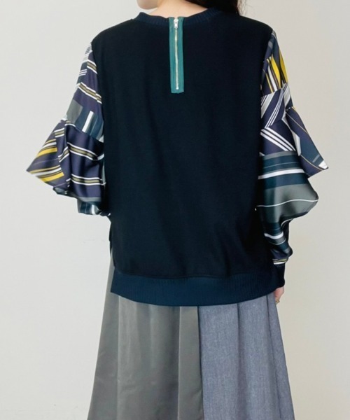 DOLLUPOOPS（ドールアップウップス）の「ストライプパッチワークプリントスリーブトップス（Tシャツ/カットソー・レディース・カーキ/マルチ・38）」の17枚目の写真