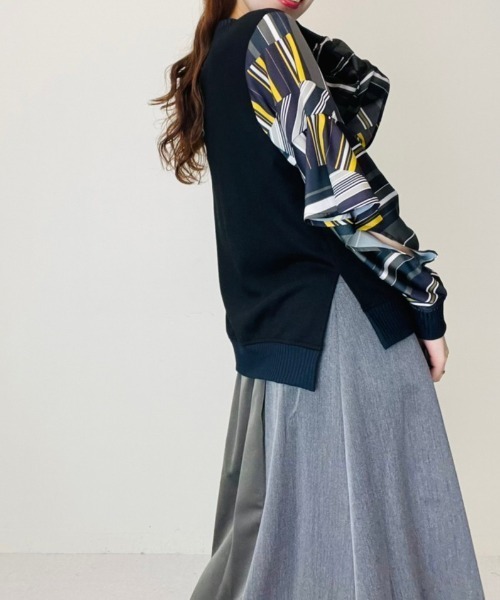 DOLLUPOOPS（ドールアップウップス）の「ストライプパッチワークプリントスリーブトップス（Tシャツ/カットソー・レディース・カーキ/マルチ・38）」の18枚目の写真