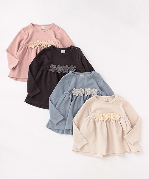 petit main（プティマイン）の「【リンク】花レースカットチュニック（チュニック・キッズ・アイボリー/ピンク/ライトブルー/チャコール・80ｃｍ/90cm/100cm/110cm/120cm/130cm）」の13枚目の写真