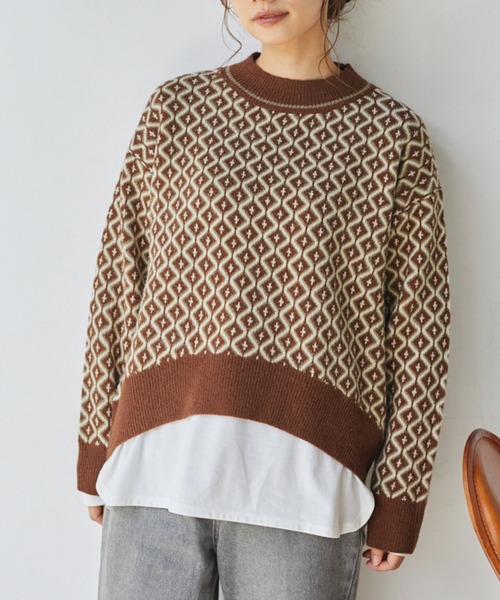 セール ジャカードハイネックプルオーバー ニット セーター Mysty Woman ミスティウーマン のファッション通販 Zozotown