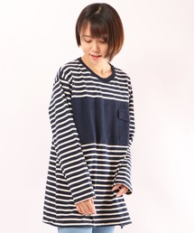 nappalm（ナップパーム）の「【nappalm】胸ポケットビッグロンTボーダー（Tシャツ/カットソー）」