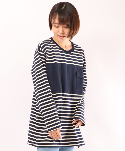 【セール】【nappalm】胸ポケットビッグロンTボーダー（Tシャツ/カットソー）｜nappalm（ナップパーム）