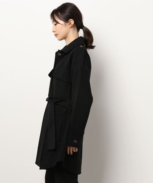 aimoha（アイモハ）の「レトロミドル丈シャツカラージャケット（トレンチコート・レディース・ブラック/ホワイト/グレー/モカ・FREE）」の7枚目の写真