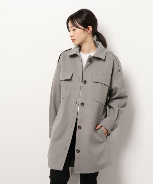 aimoha（アイモハ）の「レトロミドル丈シャツカラージャケット（トレンチコート・レディース・ブラック/ホワイト/グレー/モカ・FREE）」の21枚目の写真