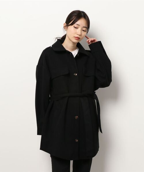 aimoha（アイモハ）の「レトロミドル丈シャツカラージャケット（トレンチコート・レディース・ブラック/ホワイト/グレー/モカ・FREE）」の19枚目の写真