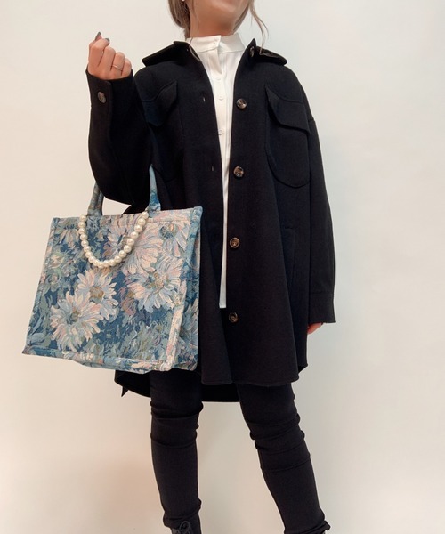 aimoha（アイモハ）の「レトロミドル丈シャツカラージャケット（トレンチコート・レディース・ブラック/ホワイト/グレー/モカ・FREE）」の16枚目の写真