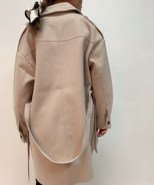 aimoha（アイモハ）の「レトロミドル丈シャツカラージャケット（トレンチコート・レディース・ブラック/ホワイト/グレー/モカ・FREE）」の17枚目の写真