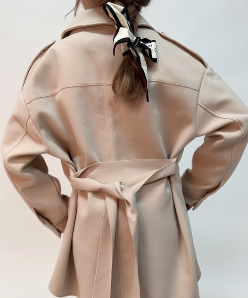 aimoha（アイモハ）の「レトロミドル丈シャツカラージャケット（トレンチコート・レディース・ブラック/ホワイト/グレー/モカ・FREE）」の22枚目の写真