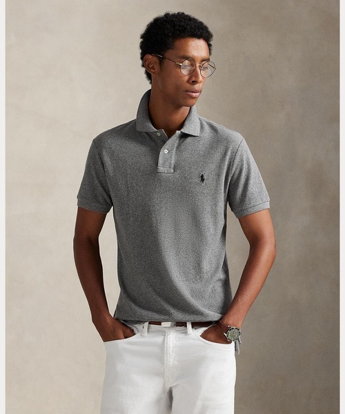 POLO RALPH LAUREN(ポロ ラルフ ローレン)の「カスタム スリム フィット メッシュ ポロ シャツ(ポロシャツ・メンズ・グレー系・S/M/L/XL/XS/XXL)」の1枚目の写真