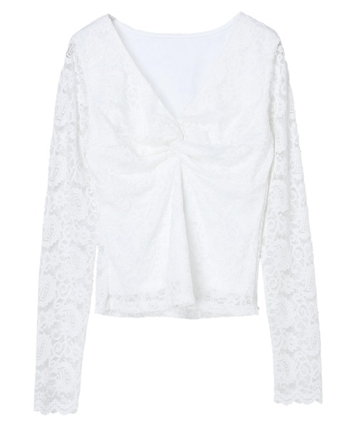 DURAS(デュラス)の「バストクロスレーストップス(Tシャツ/カットソー・レディース・ホワイト/ブラック・FREE)」の7枚目の写真