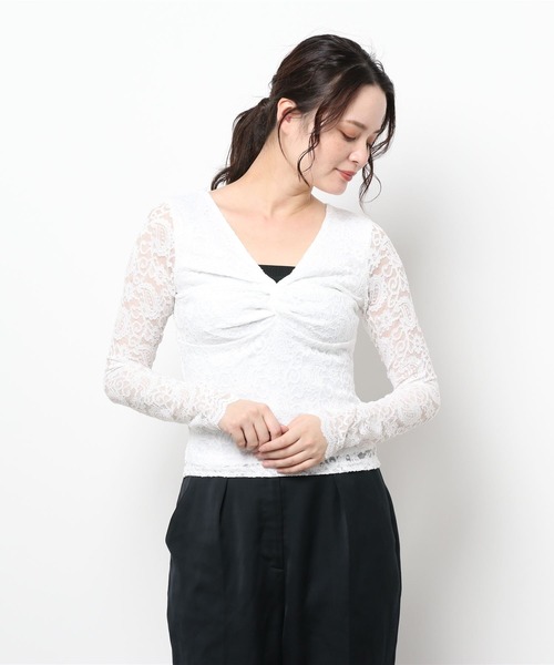 DURAS(デュラス)の「バストクロスレーストップス(Tシャツ/カットソー・レディース・ホワイト/ブラック・FREE)」の16枚目の写真