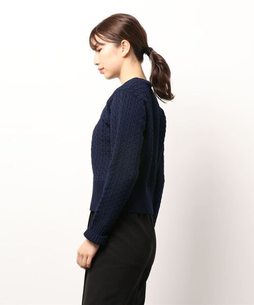 N.（N. Natural Beauty Basic）（エヌエヌナチュラルビューティーベーシック）の「ケーブルニット（ニット/セーター・レディース・ホワイト/ネイビー/ライトグリーン・MEDIUM）」の5枚目の写真