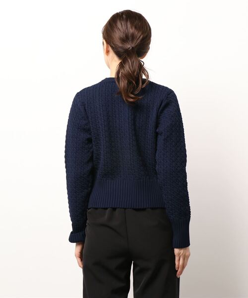 N.（N. Natural Beauty Basic）（エヌエヌナチュラルビューティーベーシック）の「ケーブルニット（ニット/セーター・レディース・ホワイト/ネイビー/ライトグリーン・MEDIUM）」の4枚目の写真