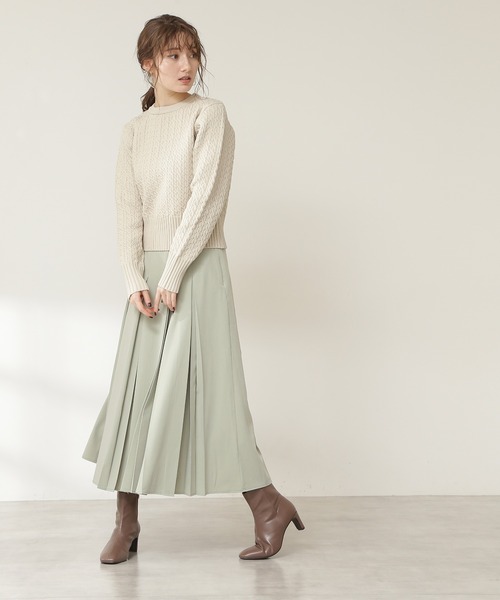 N.（N. Natural Beauty Basic）（エヌエヌナチュラルビューティーベーシック）の「ケーブルニット（ニット/セーター・レディース・ホワイト/ネイビー/ライトグリーン・MEDIUM）」の6枚目の写真