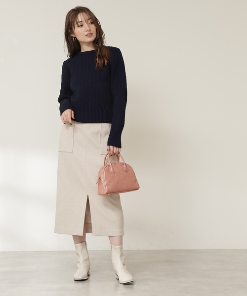 N.（N. Natural Beauty Basic）（エヌエヌナチュラルビューティーベーシック）の「ケーブルニット（ニット/セーター・レディース・ホワイト/ネイビー/ライトグリーン・MEDIUM）」の11枚目の写真