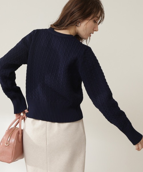 N.（N. Natural Beauty Basic）（エヌエヌナチュラルビューティーベーシック）の「ケーブルニット（ニット/セーター・レディース・ホワイト/ネイビー/ライトグリーン・MEDIUM）」の14枚目の写真