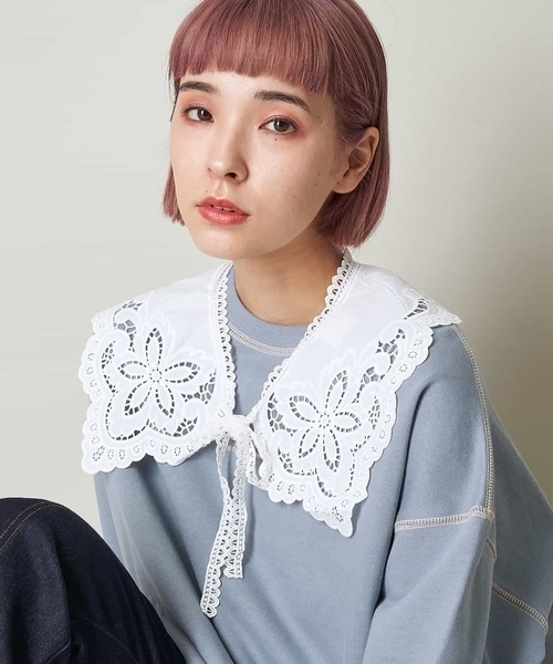 A de a.v.v（アードアー・ヴェ・ヴェ）の「レース付け襟（付け襟・レディース・ホワイト・39）」の2枚目の写真